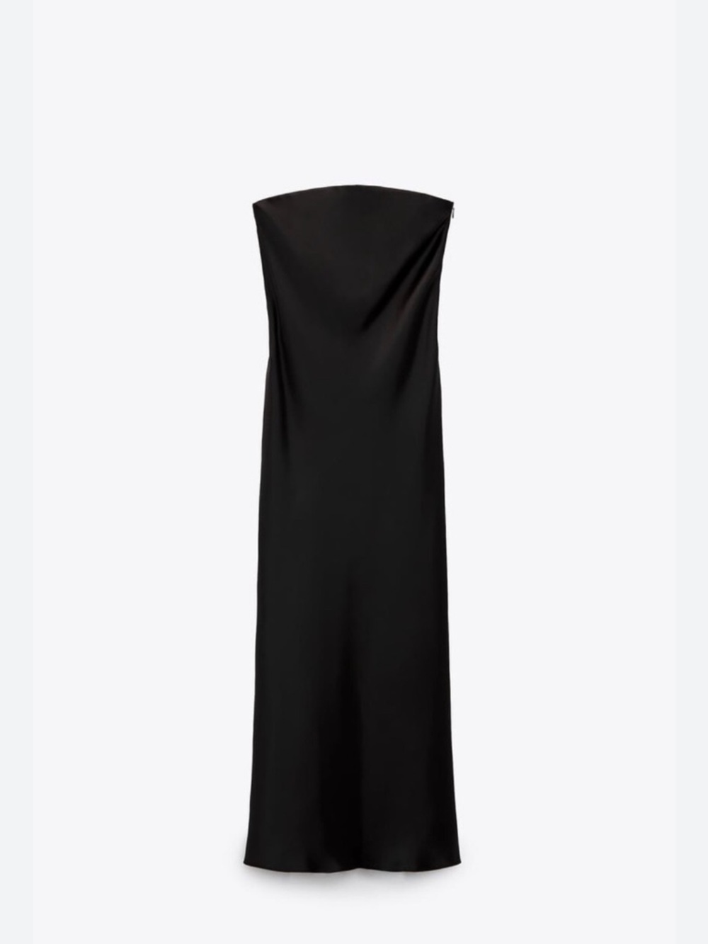 Strapless Black Satin Evening Dress